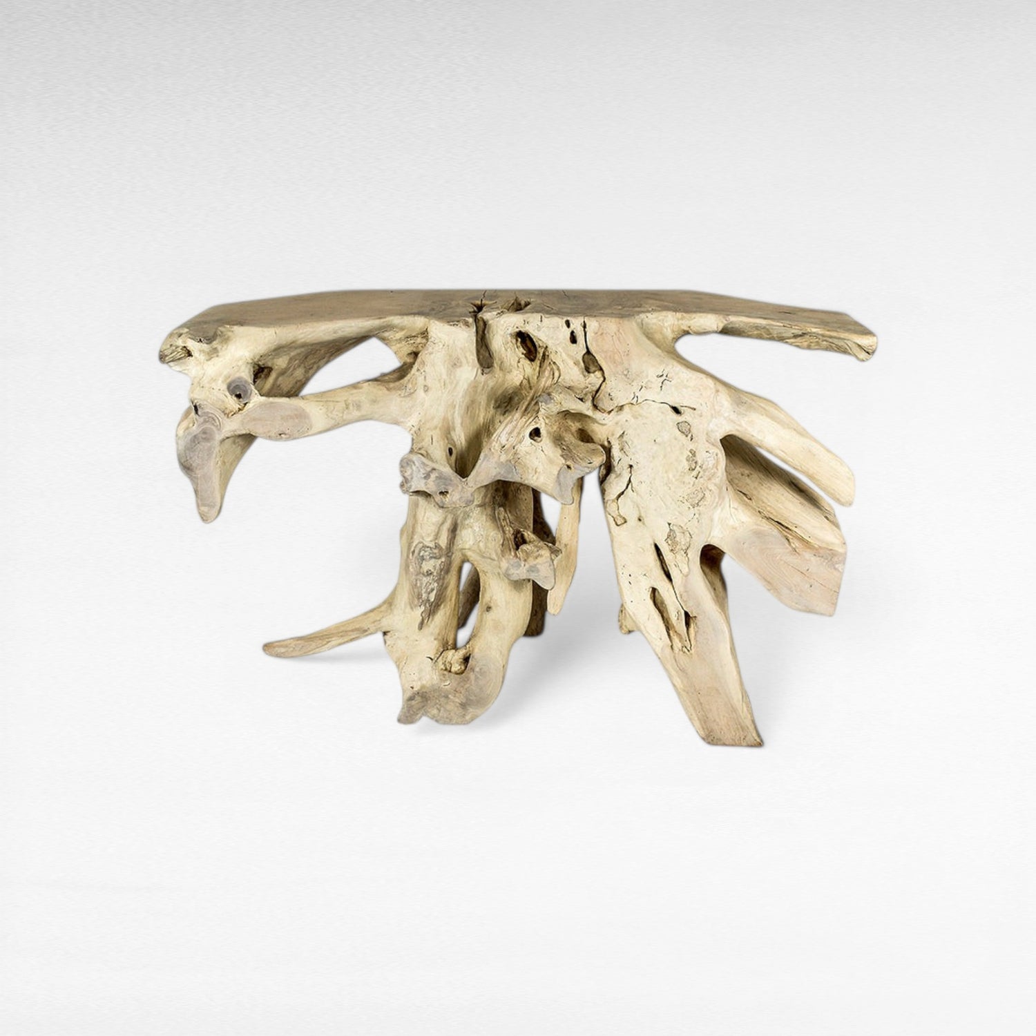 TEAK WOOD WITH GLASS BLEACHED COLOR W120 |D42 |H80 CM