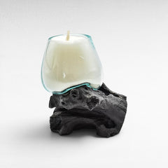 BLOWN GLASS CANDLE / BLACK ROOT 15x12x13cm - Chora Mykonos