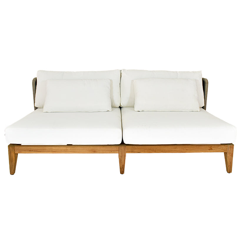 ALUMINIUM POWDER COATED ARMLESS SOFA WITH TEAK WOOD BASE