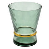 Elegant Green Glasses Set – Chic Gold Stripe Design for Stylish Entertaining