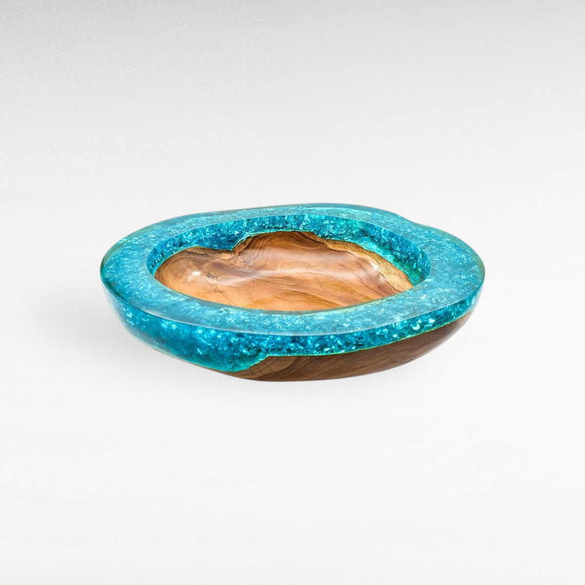 TEAK BOWL RESIN TURQUOISE 34x35x6cm - Chora Mykonos
