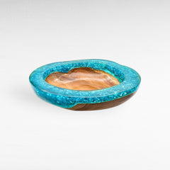 TEAK BOWL RESIN TURQUOISE 34x35x6cm - Chora Mykonos