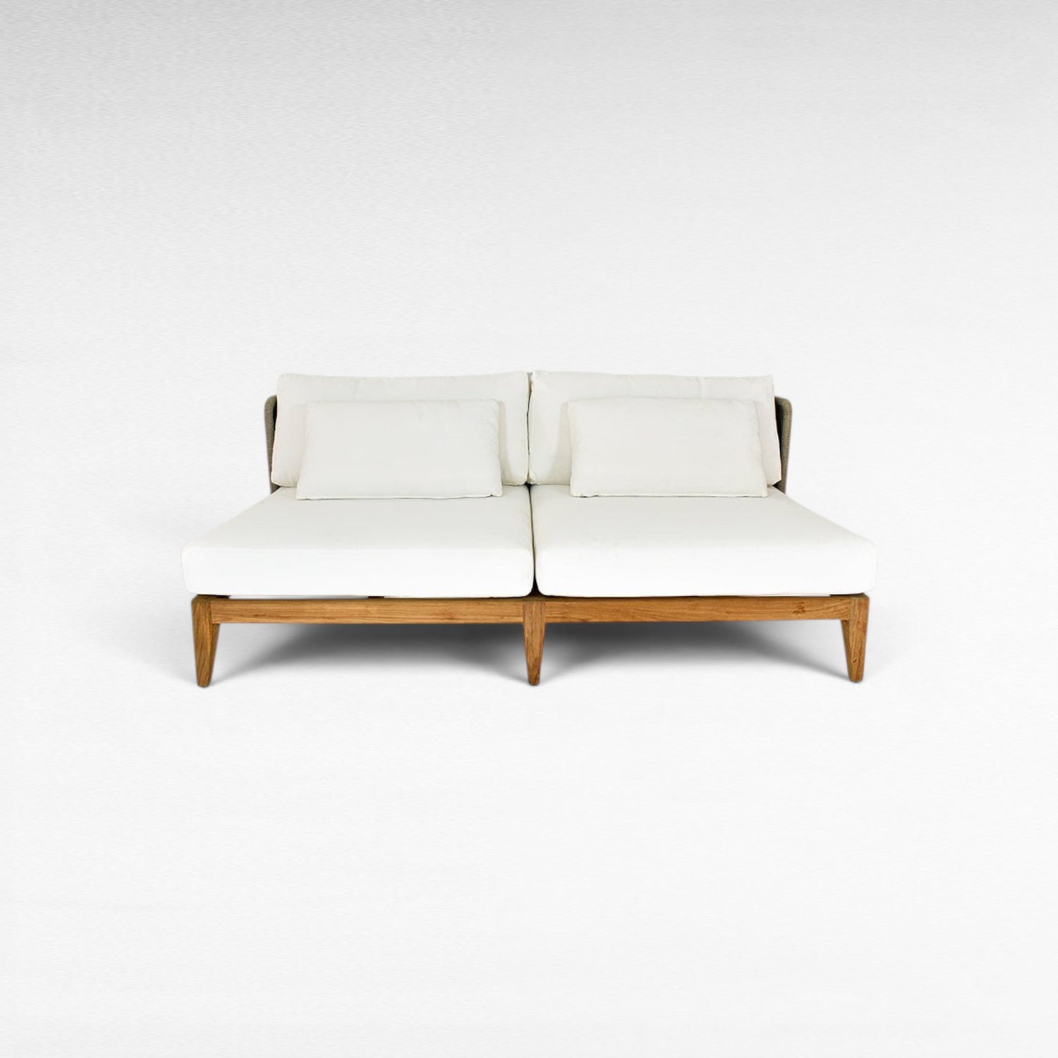 ALUMINIUM POWDER COATED ARMLESS SOFA WITH TEAK WOOD BASE