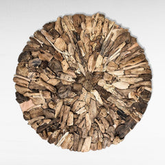 RECUCLED WOOD ROUND WALL DECORATION - Chora Mykonos