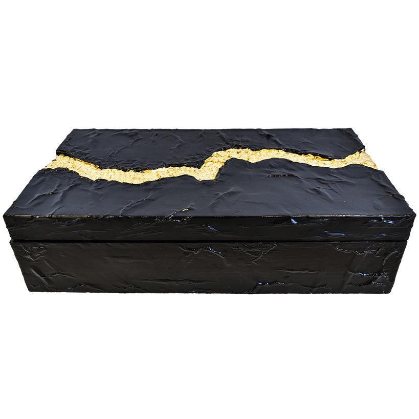 BLACK GOLDEN RESIN BOX 32x18x8 CM - Chora Mykonos