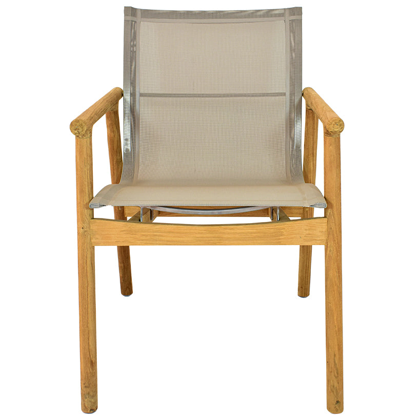 DINING BEIGE ARMCHAIR WITH TEAK WOOD