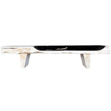 BLEACHED WITH BLACK SEAT TEAK WOOD BENCH - Chora Mykonos