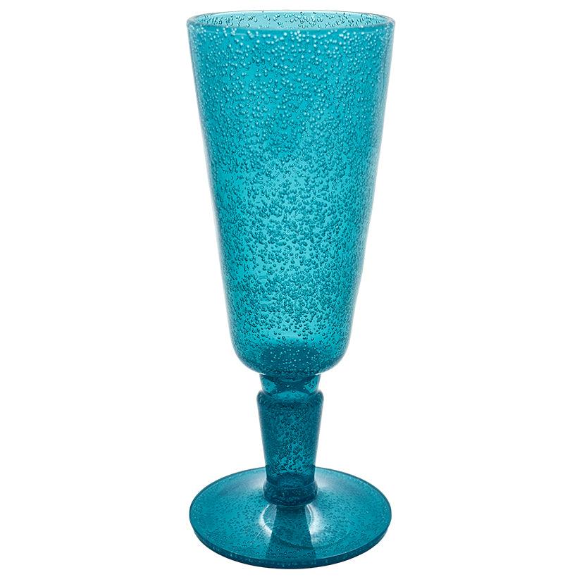 TURQUOISE SYNTHETIC CRYSTALFLUTE GLASS 8x8x18cm - Chora Mykonos