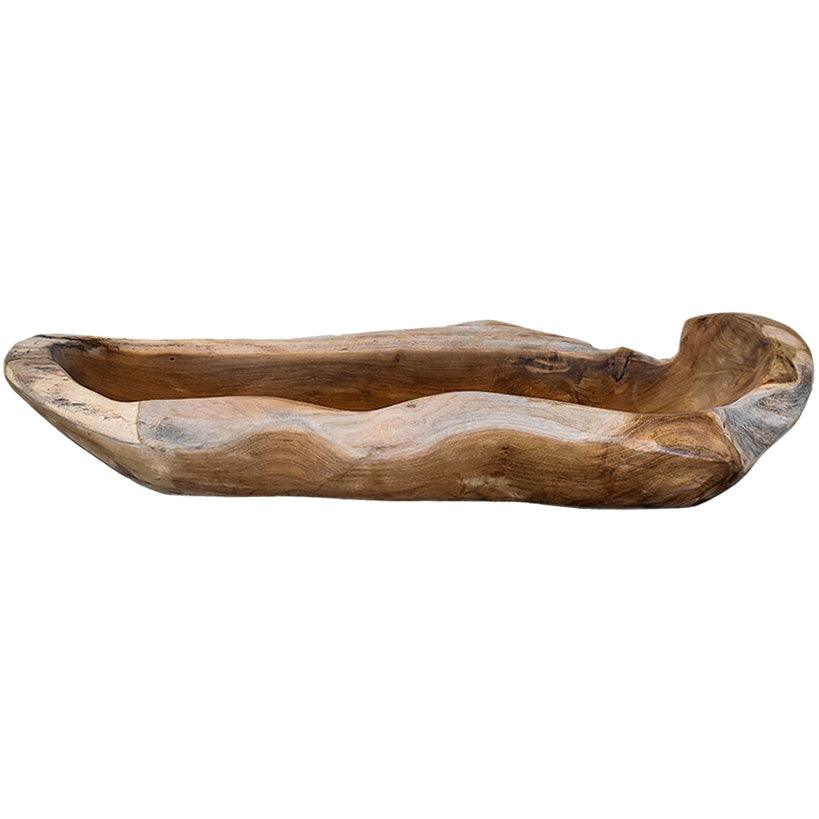 LONG TEAK BOWL ONE OF A KIND - Chora Mykonos