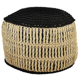 POUF COTTON ROPE BLACK & NATURAL 60x60x50cm - Chora Mykonos