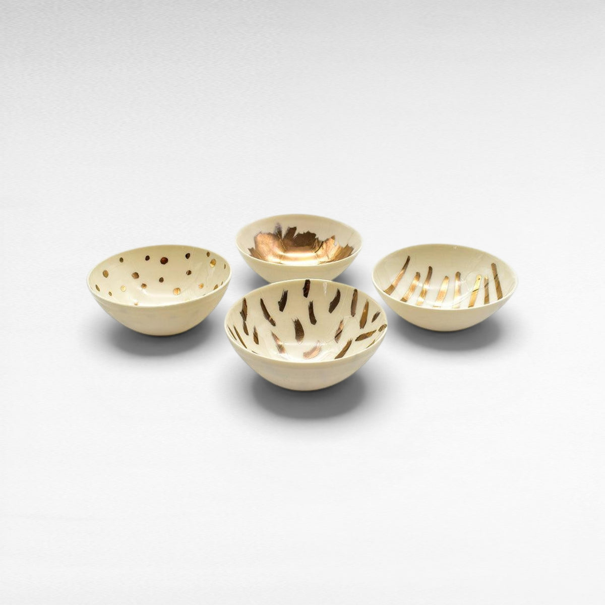 DECOR BOWL PORCELAIN SET OF 4 WHITE & GOLD 10x10x5cm - Chora Mykonos