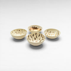 DECOR BOWL PORCELAIN SET OF 4 WHITE & GOLD 10x10x5cm - Chora Mykonos
