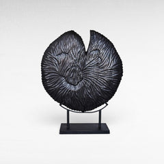 ROUND TEAK DECOR ON STAND - Chora Mykonos