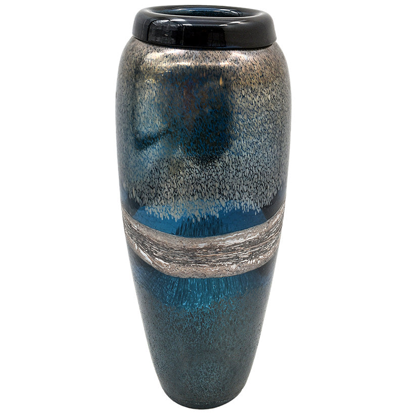 CRYSTAL BLUE / GOLD PATTERN VASE