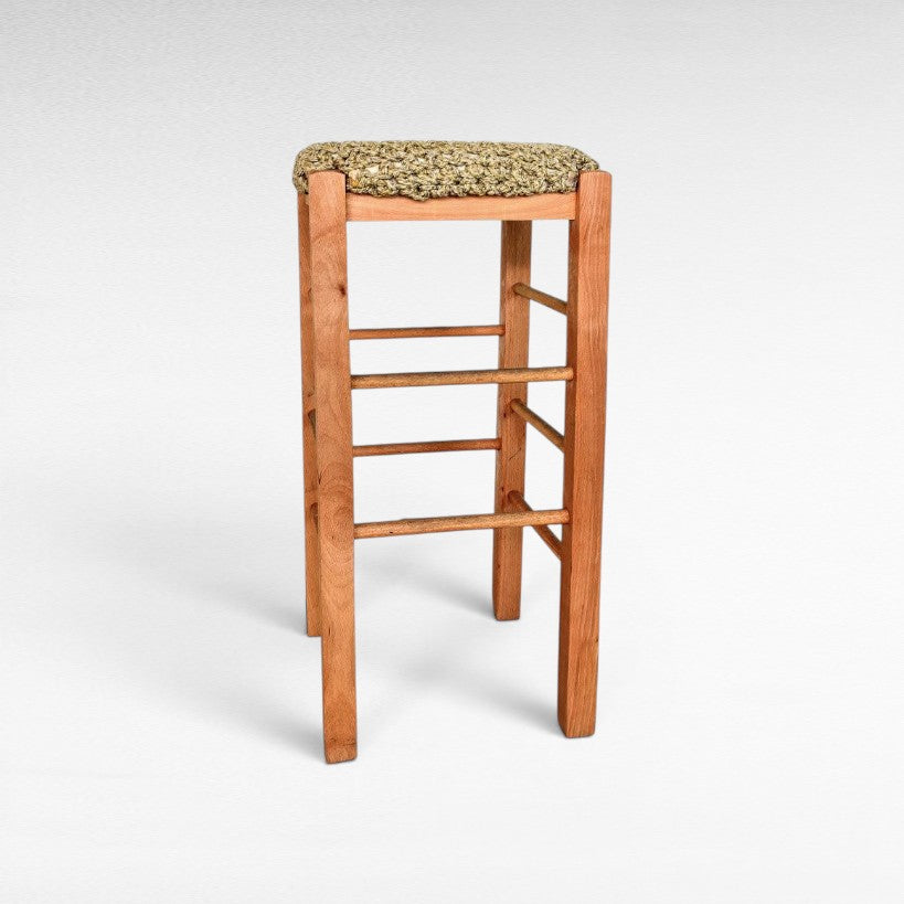 WOOD & ROPE NATURAL BAR STOOL 40x40x80 - Chora Mykonos
