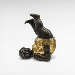 FIGURINE YOGA BRONZE BLACK & GOLD XL 50x30x70cm - Chora Mykonos