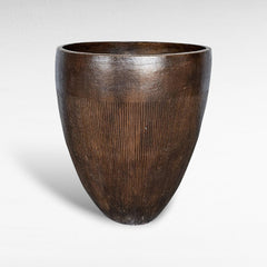 TERACOTTA POT WITH DARK BROWN FINISH - Chora Mykonos