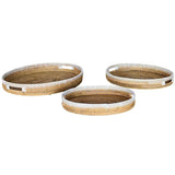 TRAY OVAL RATTAN SET OF 3 - Chora Mykonos