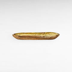 UNSHAPED GOLDEN PLATED TEAK WOODEN BOWL 75x23x7 - Chora Mykonos