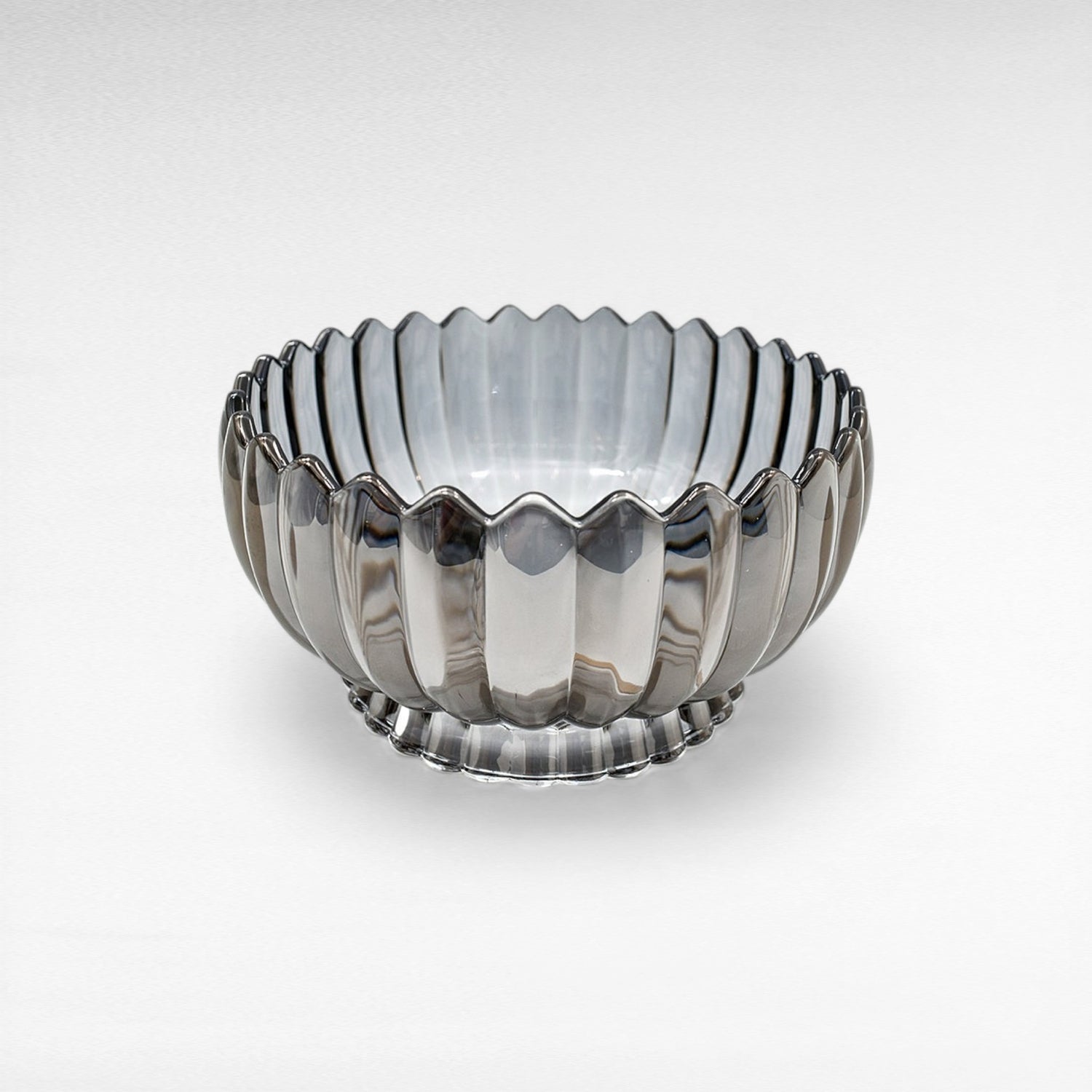 GREY FLOWER ROUND SERVING BOWL