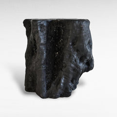 EUPHORIA LONGANA BURNED BLACK STOOL 46x40x50cm - Chora Mykonos