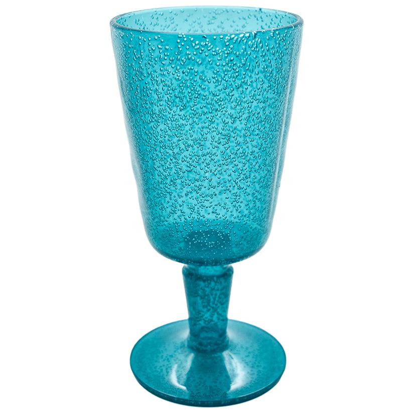 TURQUOISE SYNTHETIC CRYSTAL WINE GLASS 8x8x16cm - Chora Mykonos