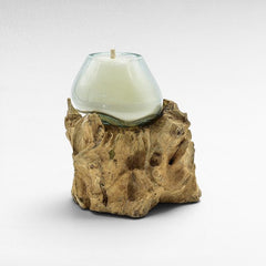 BLOWN GLASS CANDLE / NATURAL ROOT 15x13x17cm - Chora Mykonos