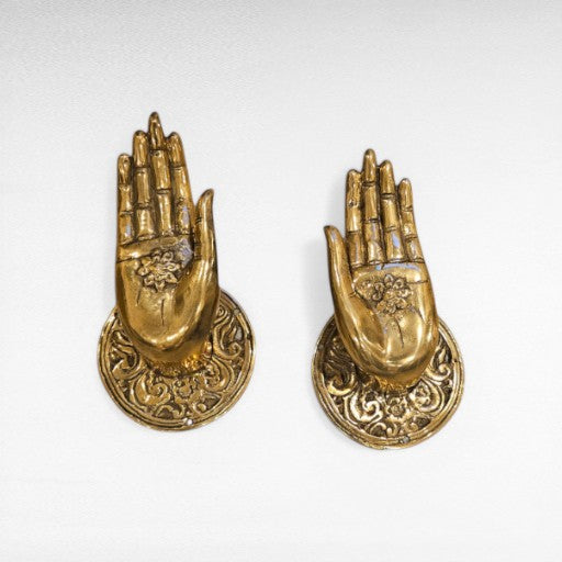 SET OF 2 HANDS DOOR KNOBS BRONZE