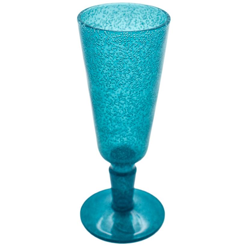 TURQUOISE SYNTHETIC CRYSTALFLUTE GLASS 8x8x18cm