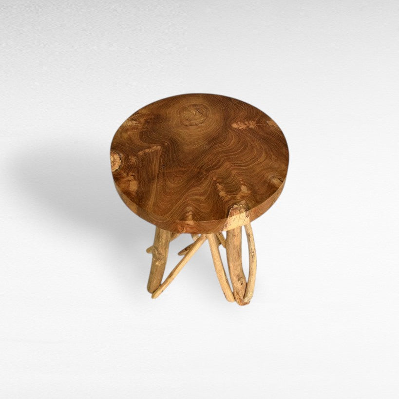 TEAK WOOD NATURAL SIDE TABLE W40 |D40 |H45 CM