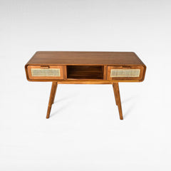 NATURAL DESK WITH VIENNESE RATTAN - Chora Mykonos