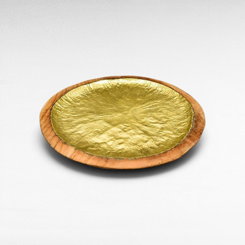 WOODEN TRAY GOLD PLATED - Chora Mykonos