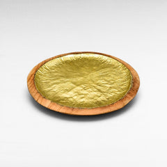 WOODEN TRAY GOLD PLATED - Chora Mykonos