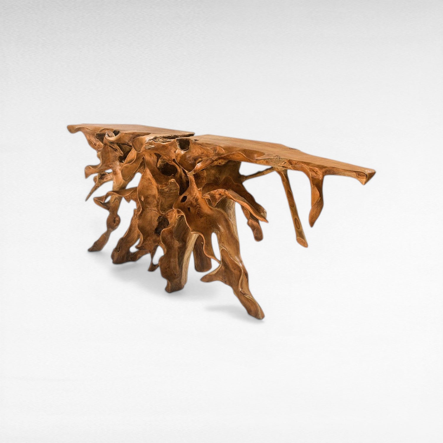 TEAK WOOD ROOT WITH GLASS NATURAL COLOR W195 |D43 |H80 CM