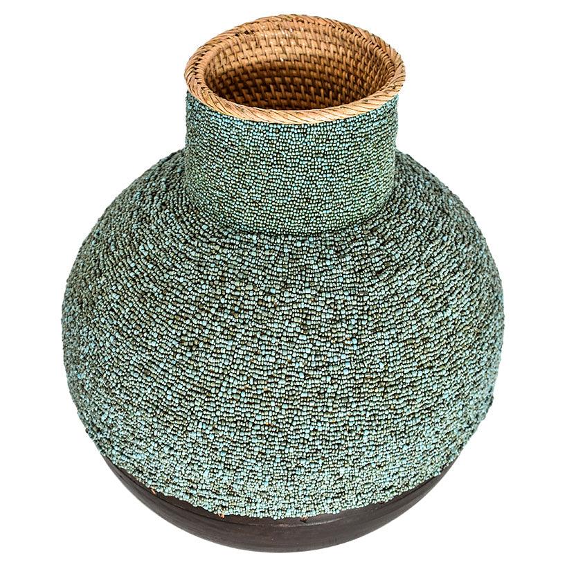 Set of 3 Rattan & Shell Vases - Chora Barefoot Luxury Living