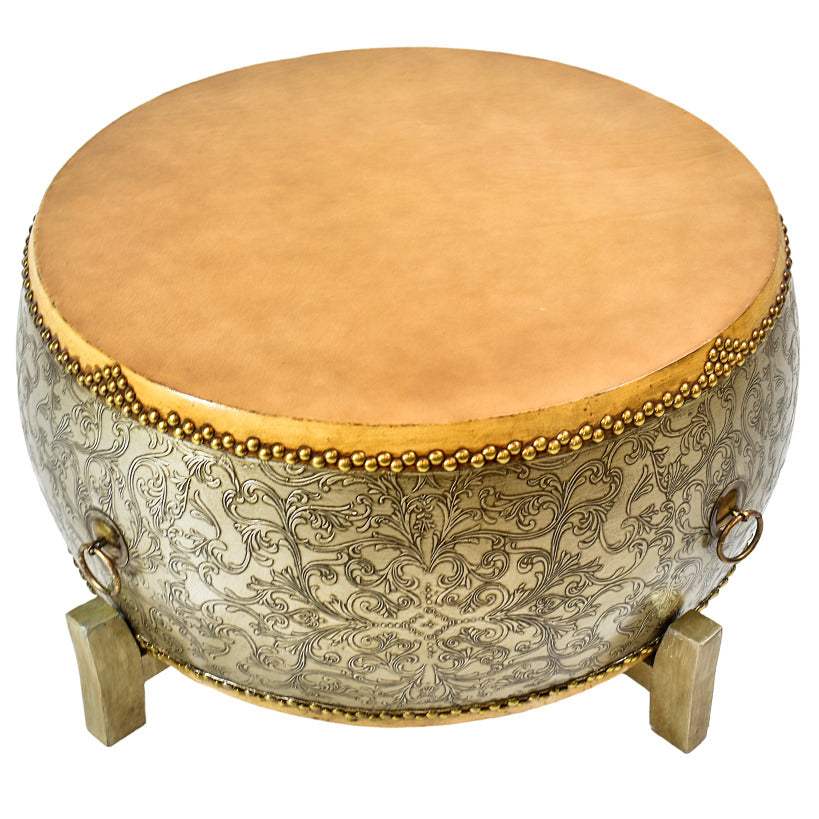 ANTIQUE DRUM SIDE TABLE W80 |D80 |H50 CM