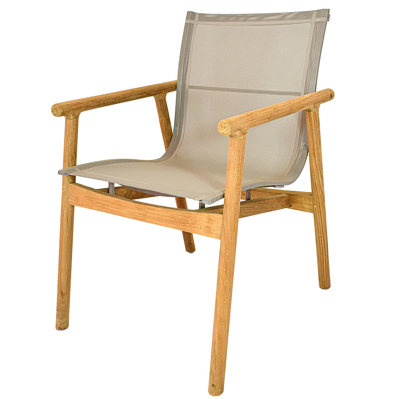 DINING BEIGE ARMCHAIR WITH TEAK WOOD