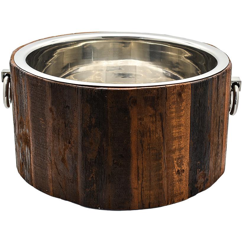 ICE BUCKET WOOD & STAINLESS STEEL OLD NATURAL & SILVER 45x47x25cm - Chora Mykonos