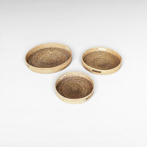 TRAY RATTAN SET OF 3 - Chora Mykonos