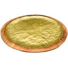WOODEN TRAY GOLD PLATED - Chora Mykonos