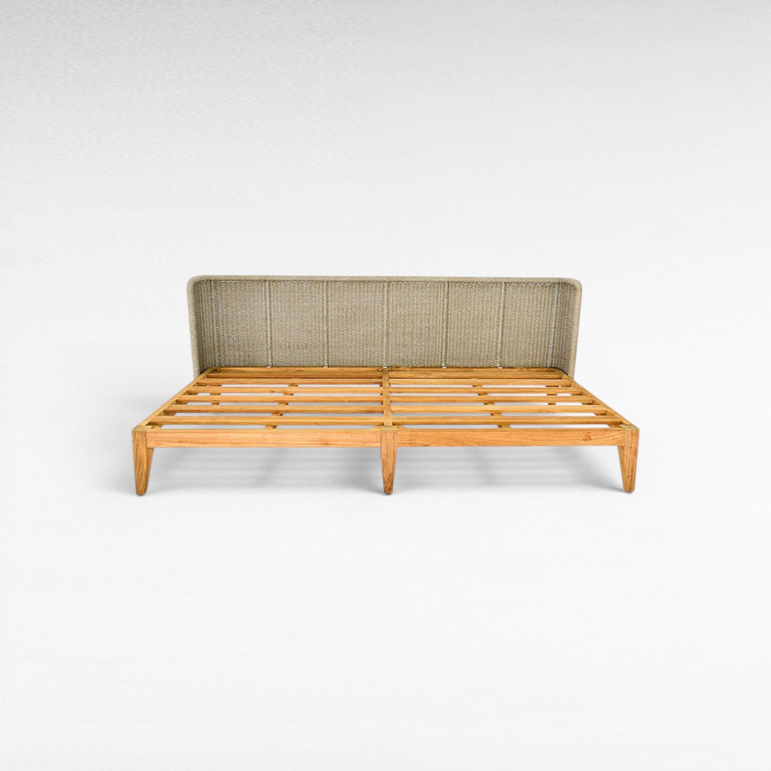 ALUMINIUM POWDER COATED ARMLESS SOFA WITH TEAK WOOD BASE
