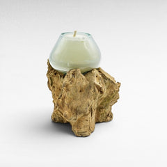 BLOWN GLASS CANDLE / NATURAL ROOT 15x13x17cm - Chora Mykonos