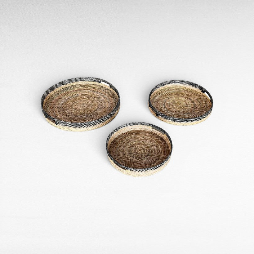 TRAY RATTAN SET OF 3 - Chora Mykonos
