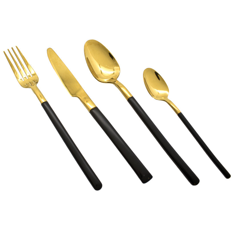 BLACK AND GOLD CUTLERY SET OF 24 PCS FOR 6 GUESTS