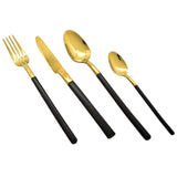 BLACK AND GOLD CUTLERY SET OF 24 PCS FOR 6 GUESTS