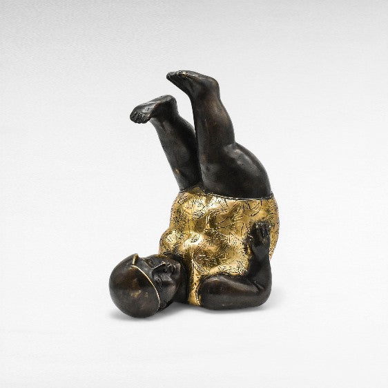 FIGURINE YOGA BRONZE BLACK & GOLD XL 50x30x70cm - Chora Mykonos