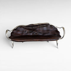 BENCH SUAR WOOD & STAINLESS STEEL BLACK & SILVER - Chora Mykonos
