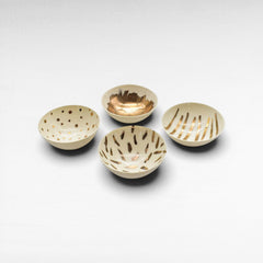 DECOR BOWL PORCELAIN SET OF 4 WHITE & GOLD 10x10x5cm - Chora Mykonos
