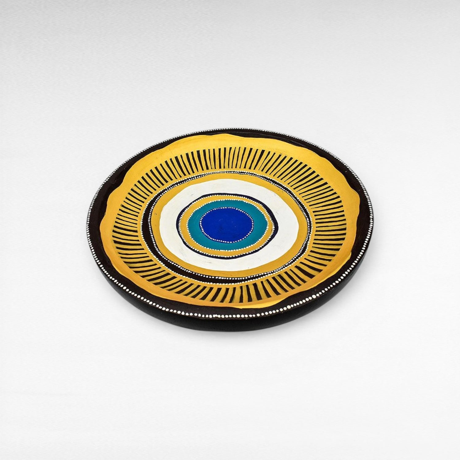 HANDPAINTED TEAK BOWL MULTICOLOR - Chora Mykonos