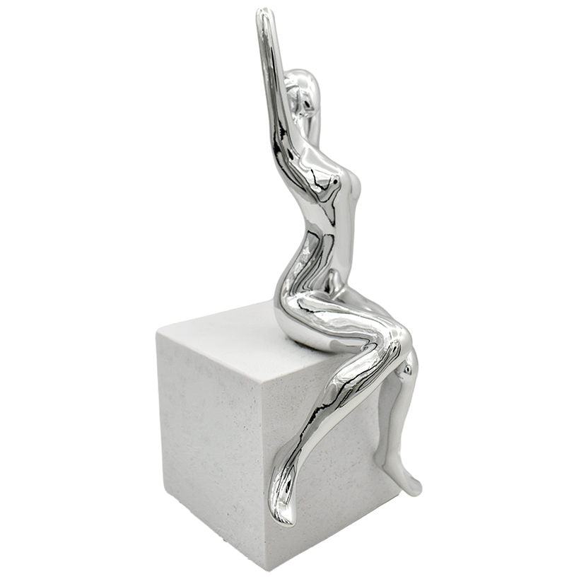 Elegance Redefined – Stunning Silver Women Figurine for Timeless Decor